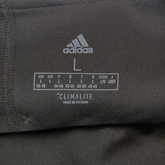 Adidas Womens Black 3 Stripe ClimaLite Capri Leggings Activewear Athletic Large - Picture 2 of 4